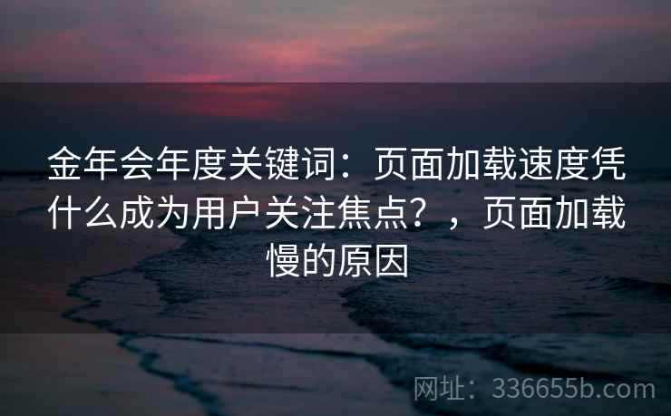 金年会年度关键词：页面加载速度凭什么成为用户关注焦点？，页面加载慢的原因