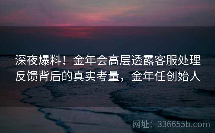 深夜爆料！金年会高层透露客服处理反馈背后的真实考量，金年任创始人